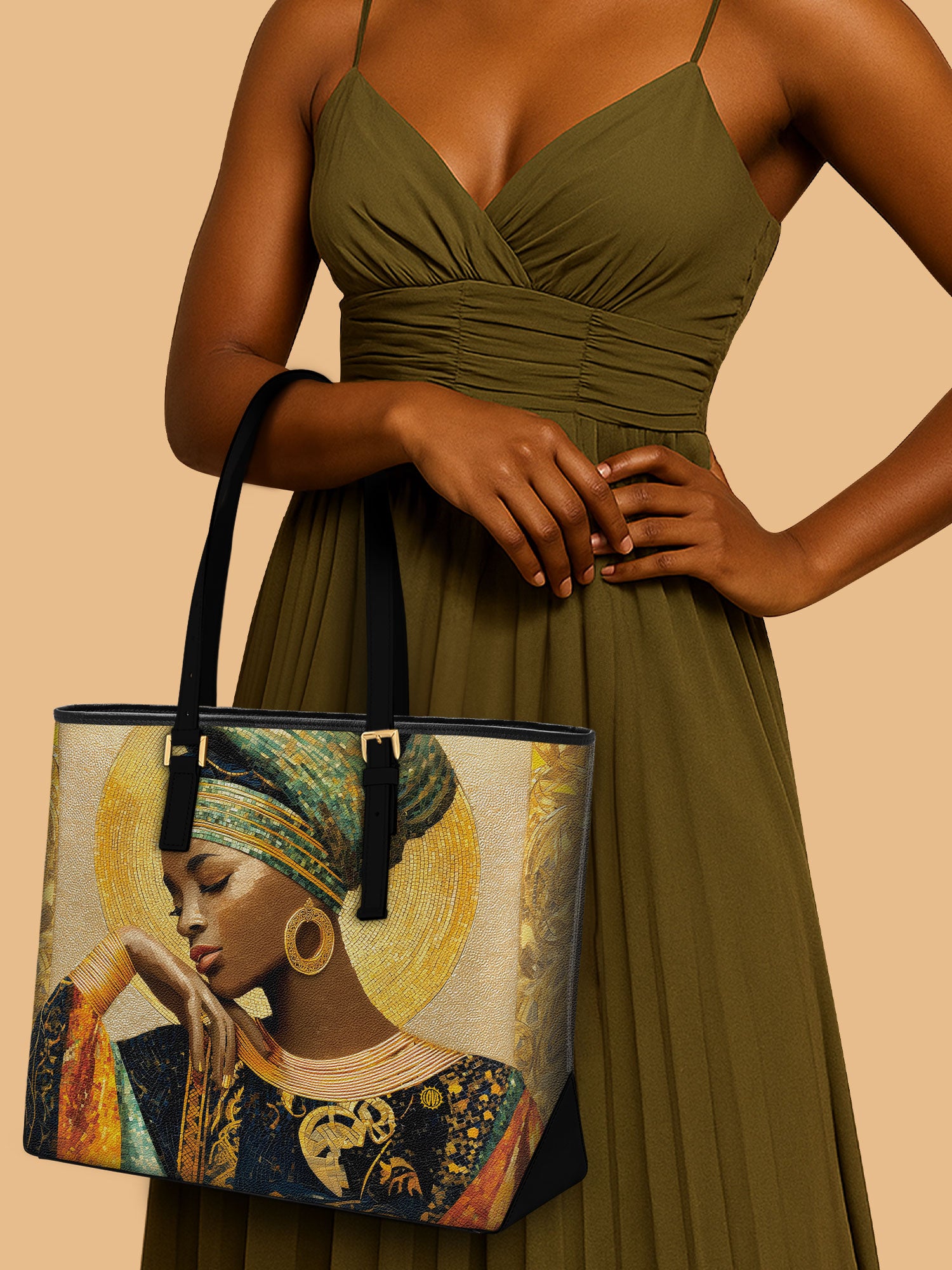 Afro Byzantine Sleek Leather Tote QR0TV0012