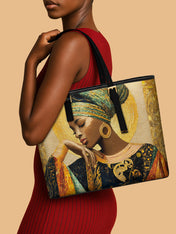 Afro Byzantine Sleek Leather Tote QR0TV0012