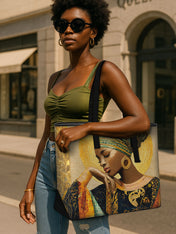 Afro Byzantine Sleek Leather Tote QR0TV0012