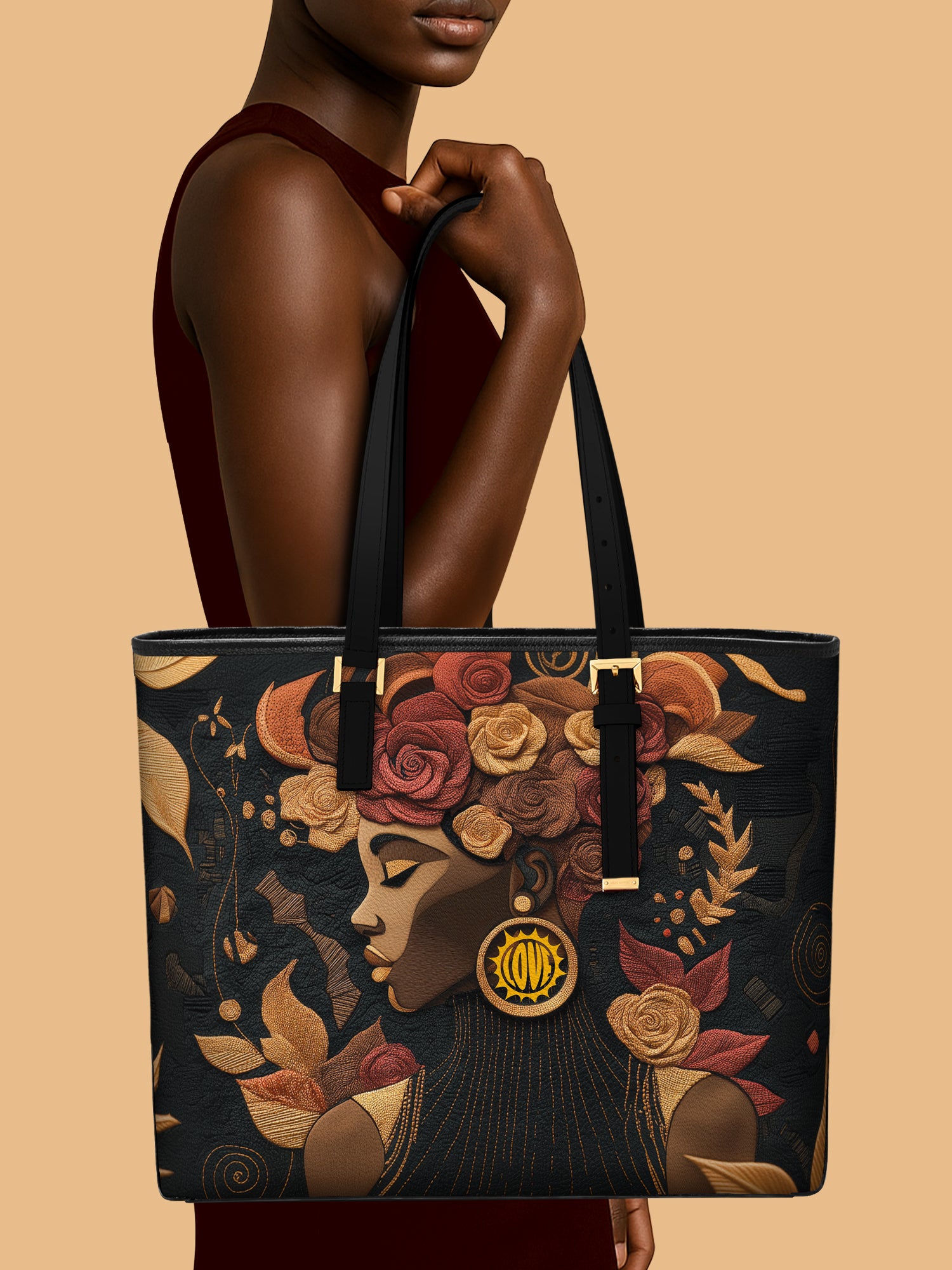 Flora Obscura Sleek Leather Tote QR0XD071