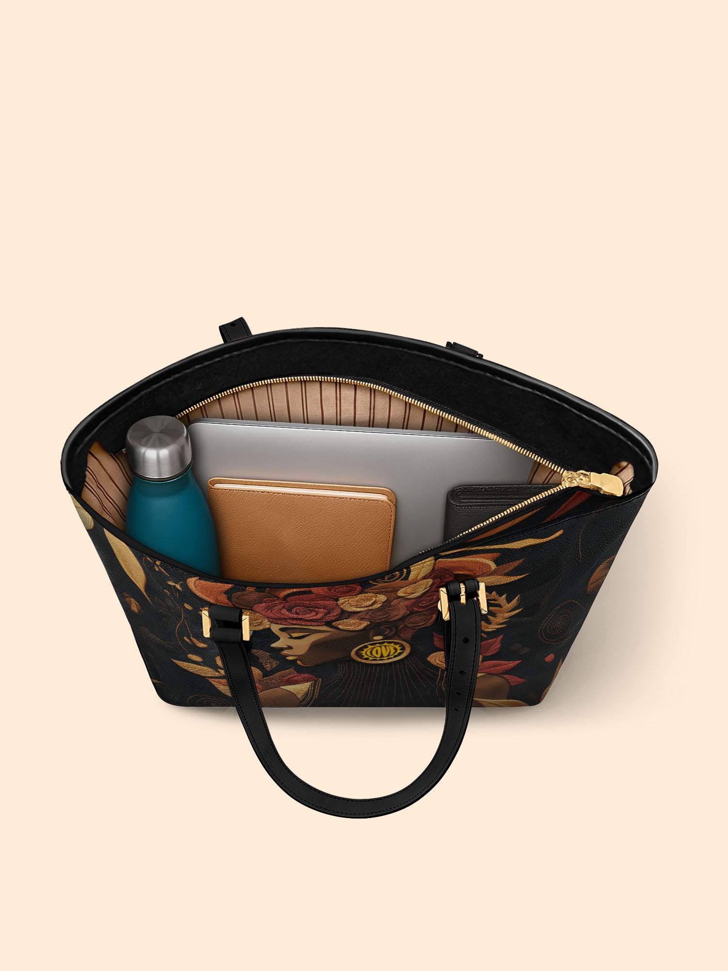 Flora Obscura Sleek Leather Tote QR0XD071