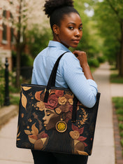 Flora Obscura Sleek Leather Tote QR0XD071