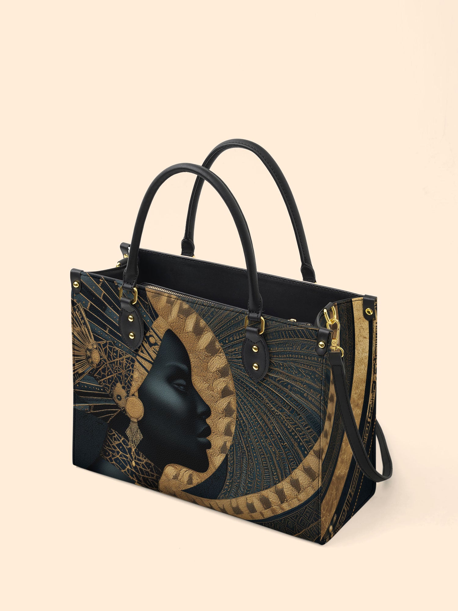 Ebon Halo Premium Leather Handbag QR0XD079