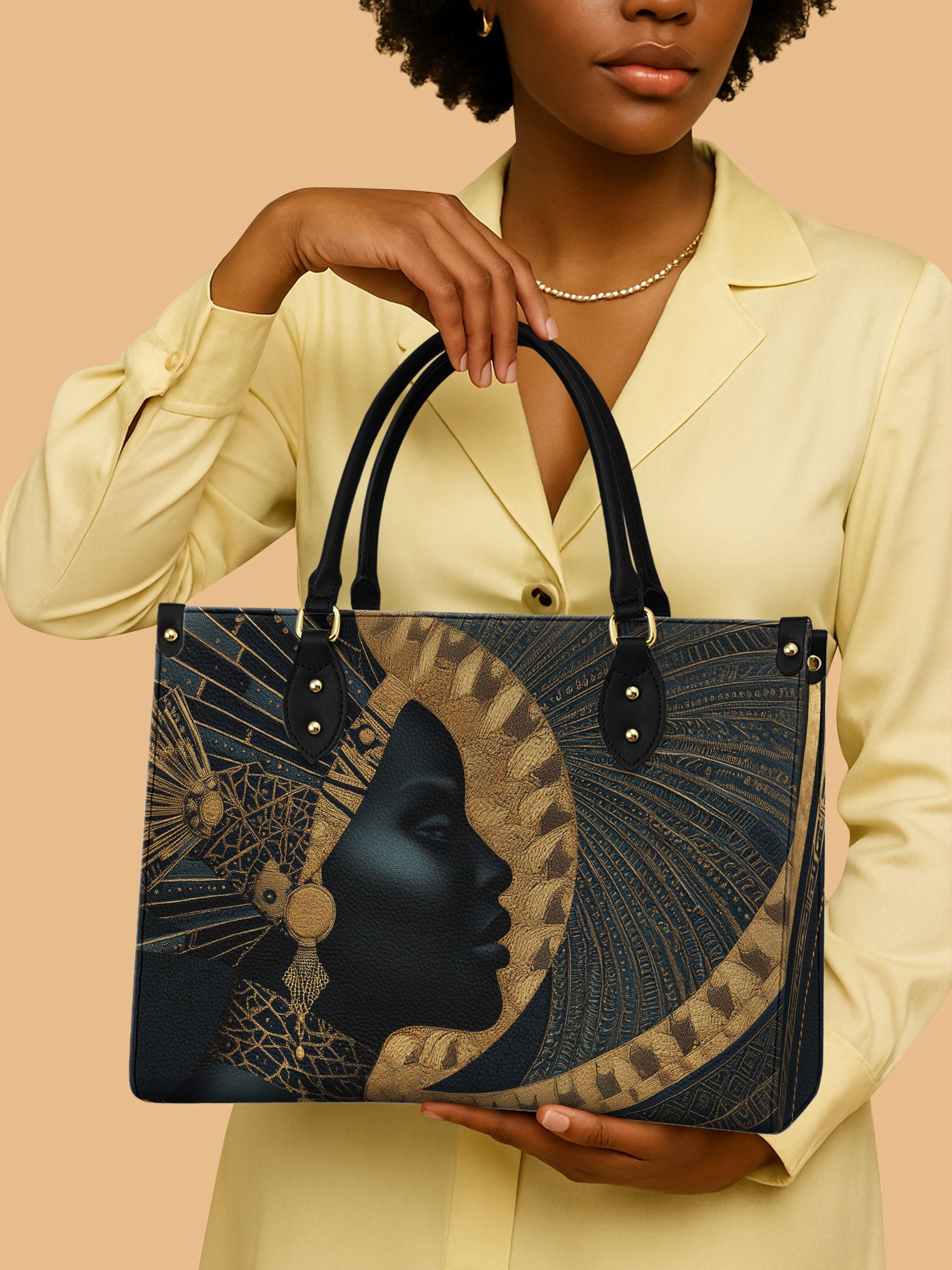 Ebon Halo Premium Leather Handbag QR0XD079