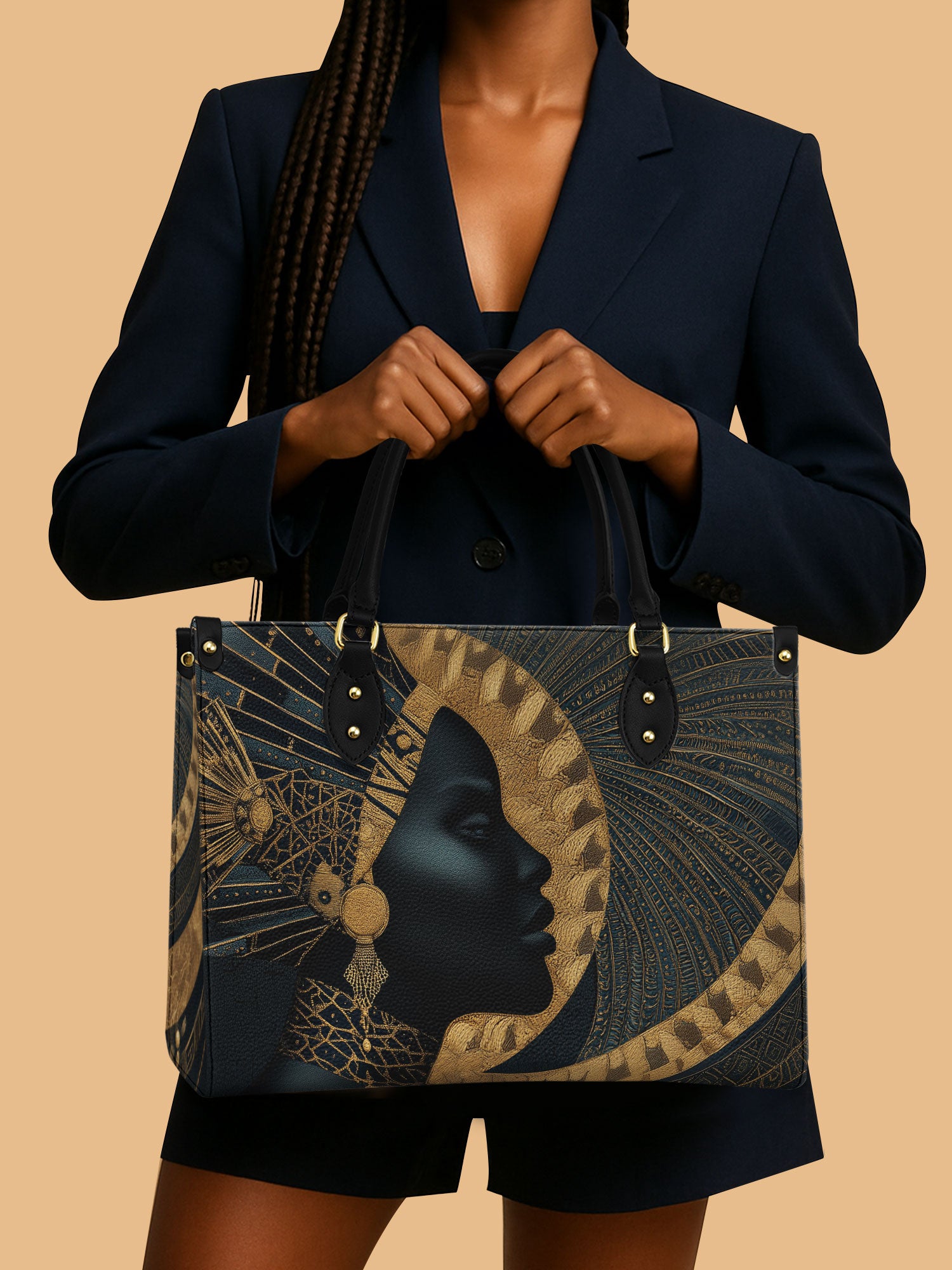 Ebon Halo Premium Leather Handbag QR0XD079