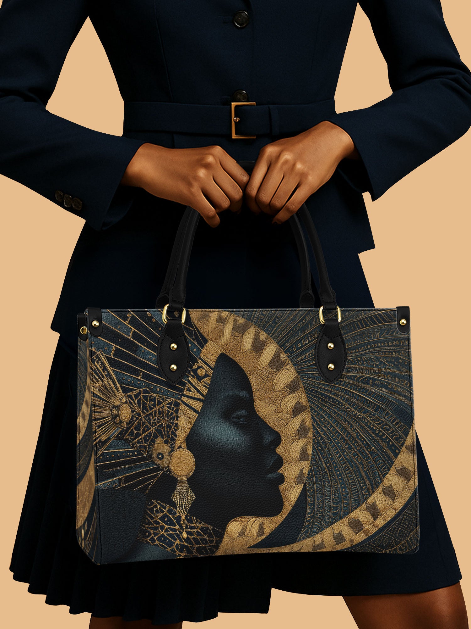 Ebon Halo Premium Leather Handbag QR0XD079