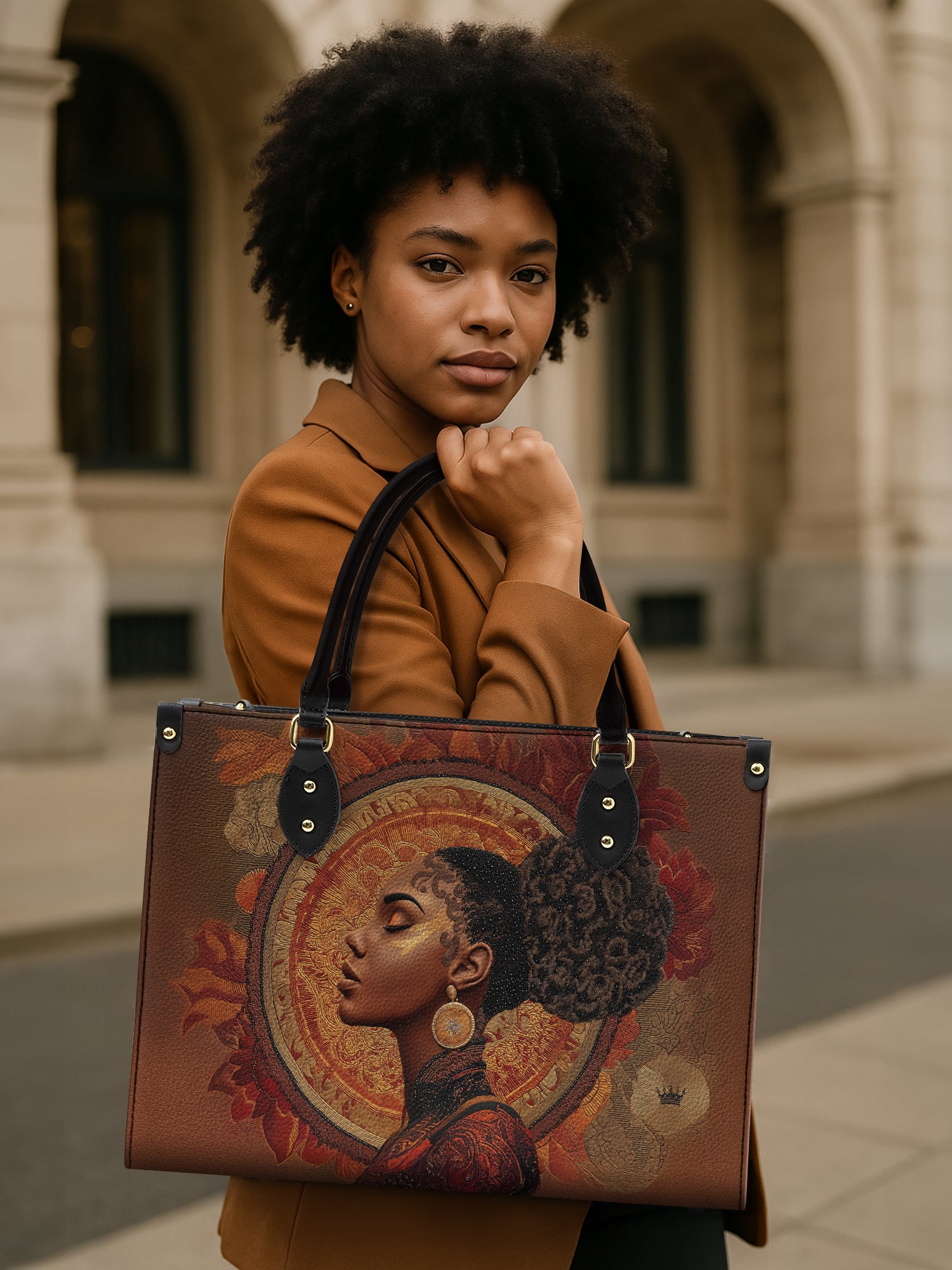 Mocha Sage Premium Leather Handbag QR0XD117