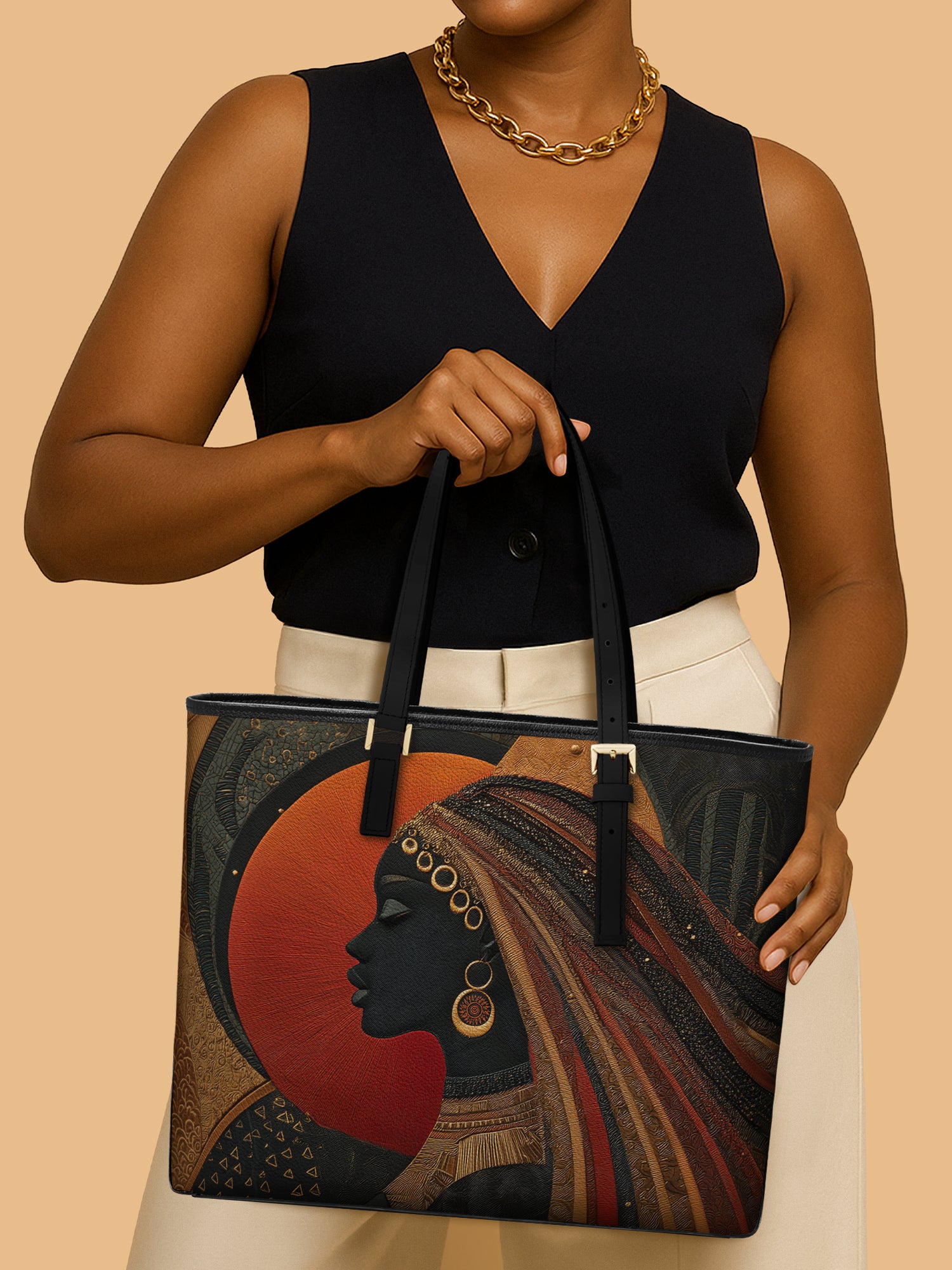 Goddess In Eclipse Sleek Leather Tote QR0XD085