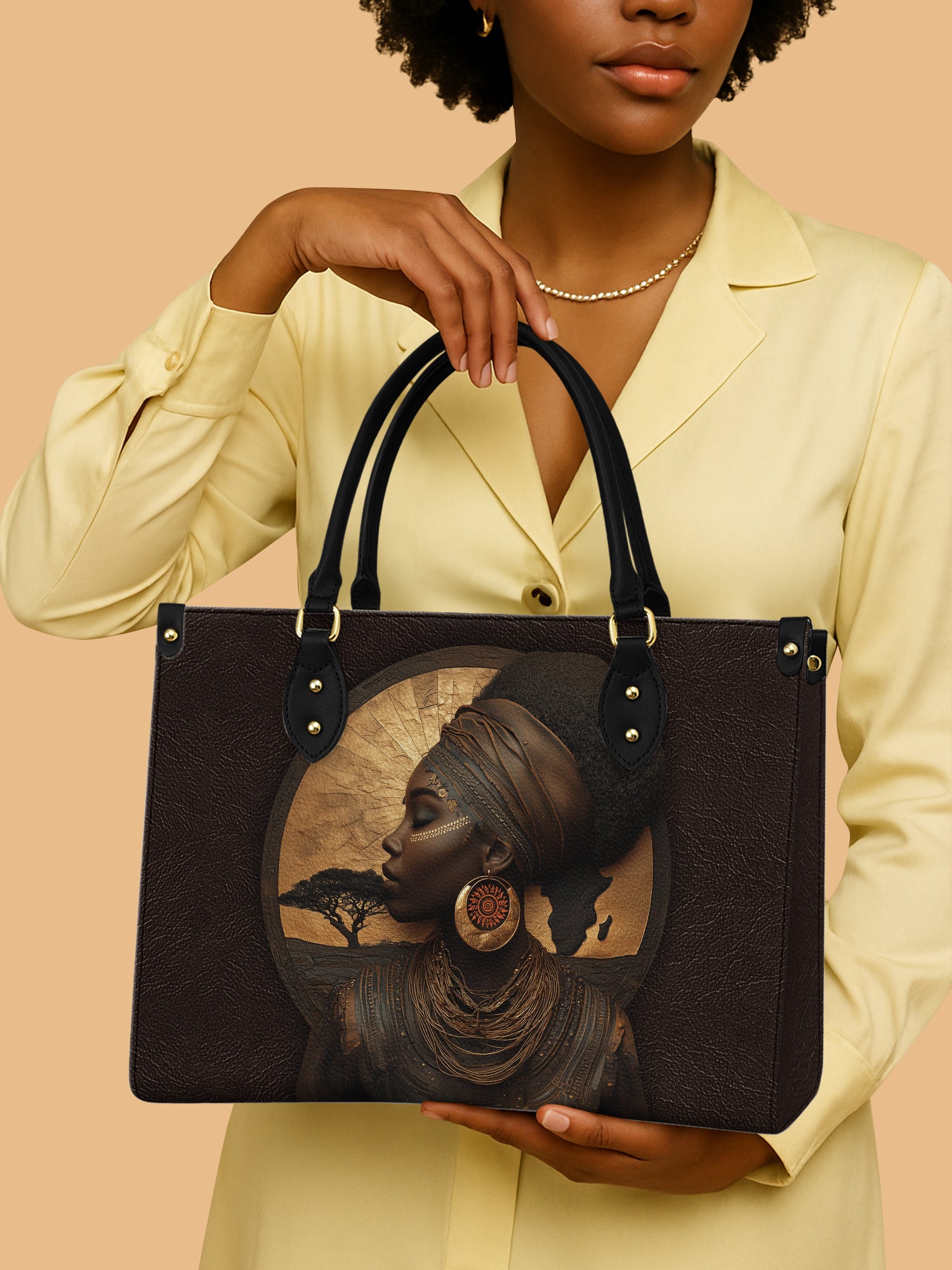Africa's Spirit Premium Leather Handbag QR0TD034