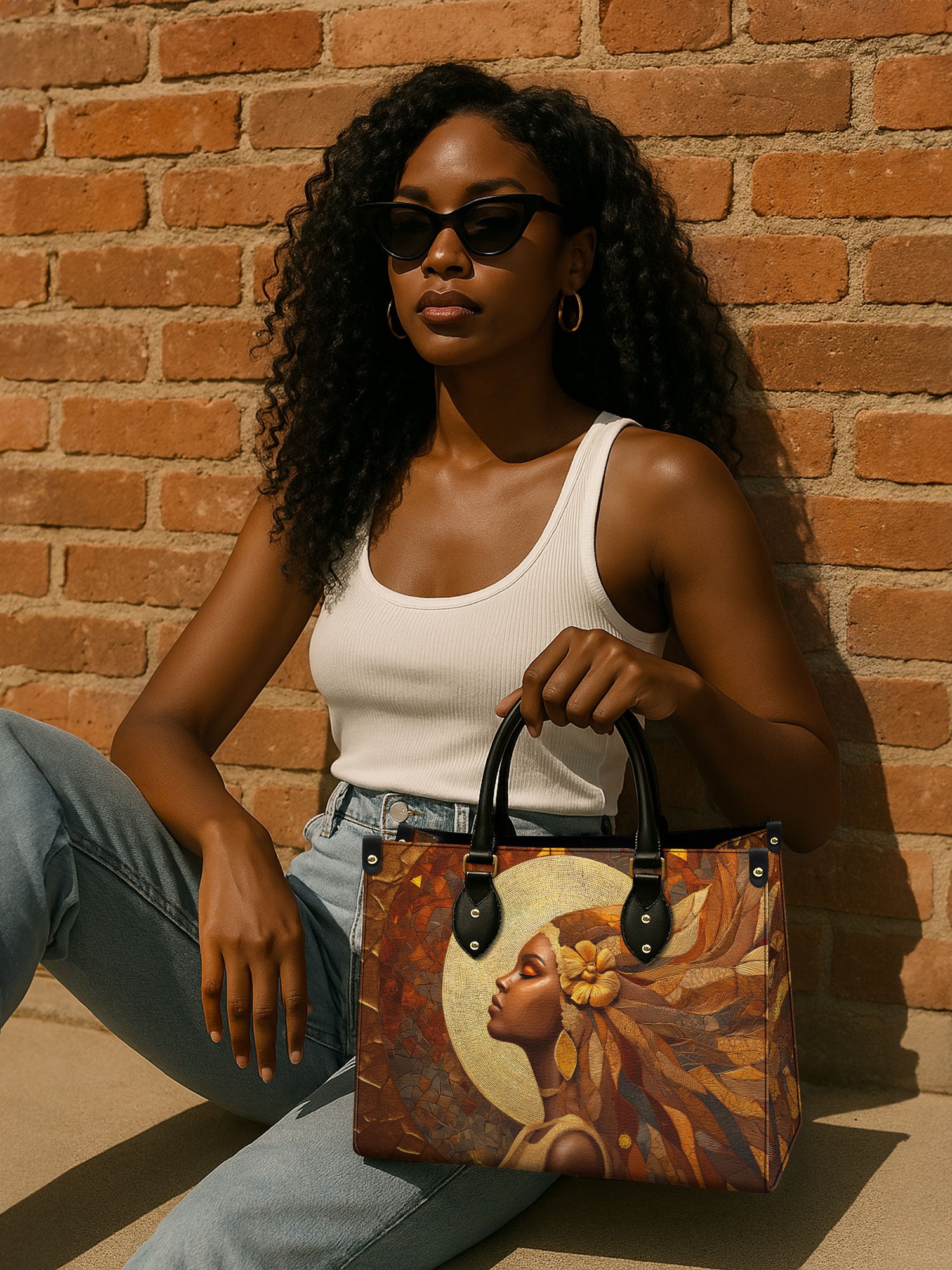 Tribal Tapestry Premium Leather Handbag QR0TV025