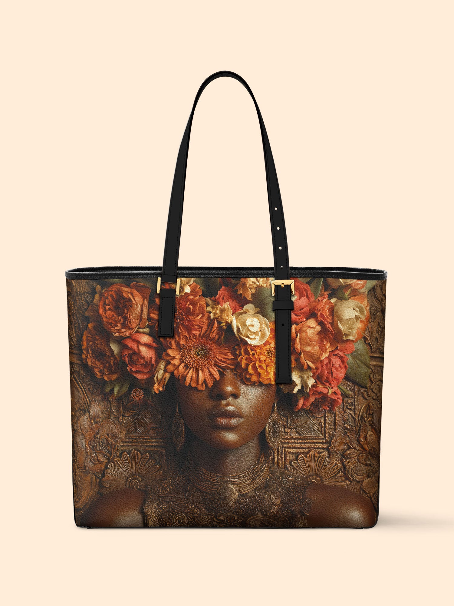 Floral Goddess Sleek Leather Tote QR0TV035