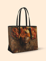 Floral Goddess Sleek Leather Tote QR0TV035
