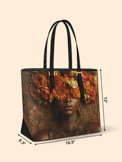 Floral Goddess Sleek Leather Tote QR0TV035