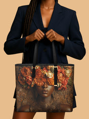 Floral Goddess Sleek Leather Tote QR0TV035