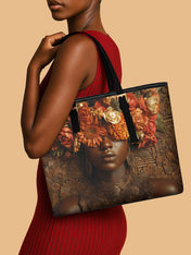 Floral Goddess Sleek Leather Tote QR0TV035