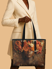 Floral Goddess Sleek Leather Tote QR0TV035