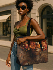 Floral Goddess Sleek Leather Tote QR0TV035