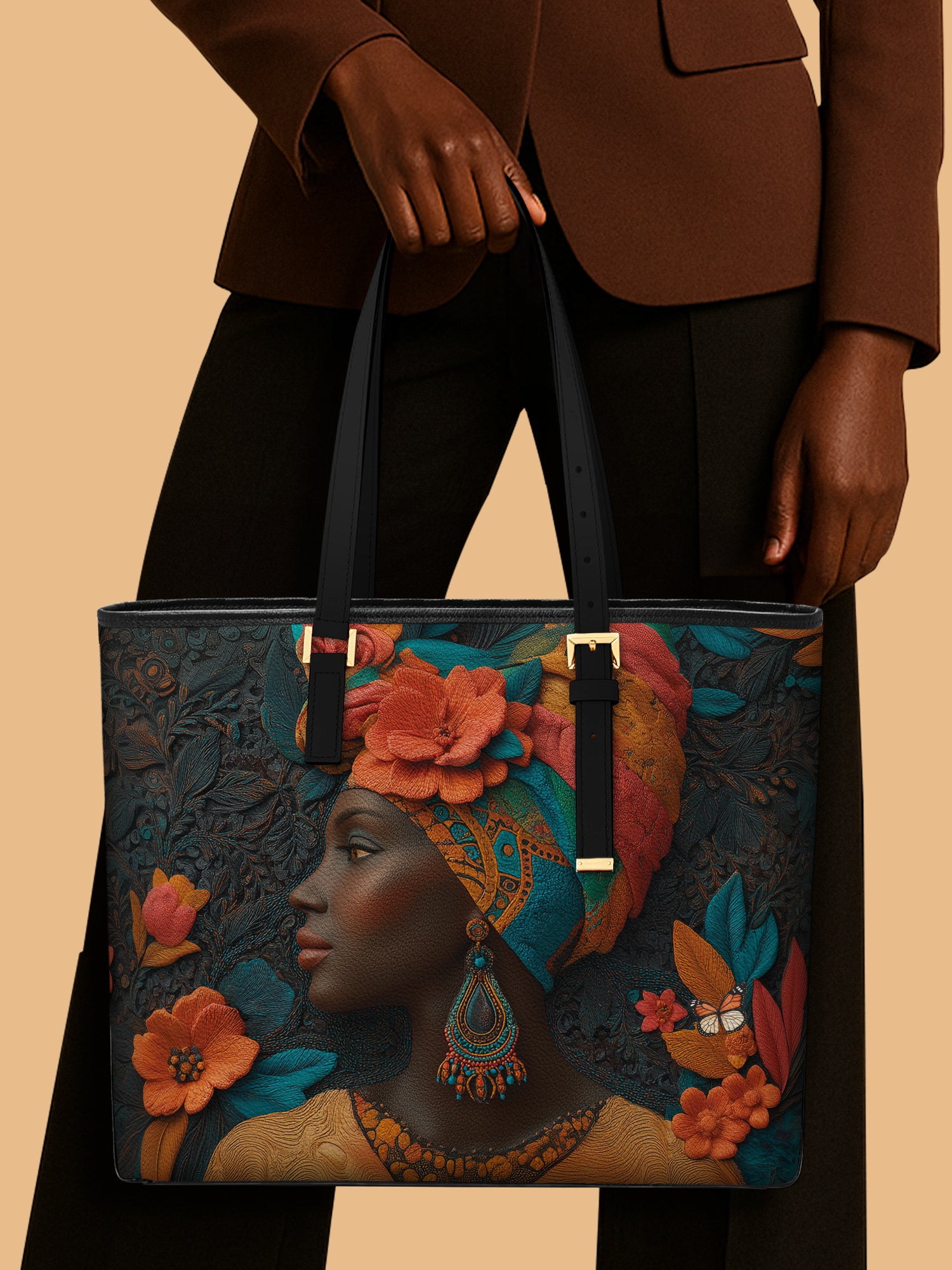 Botanical Queen Sleek Leather Tote QR0HH036