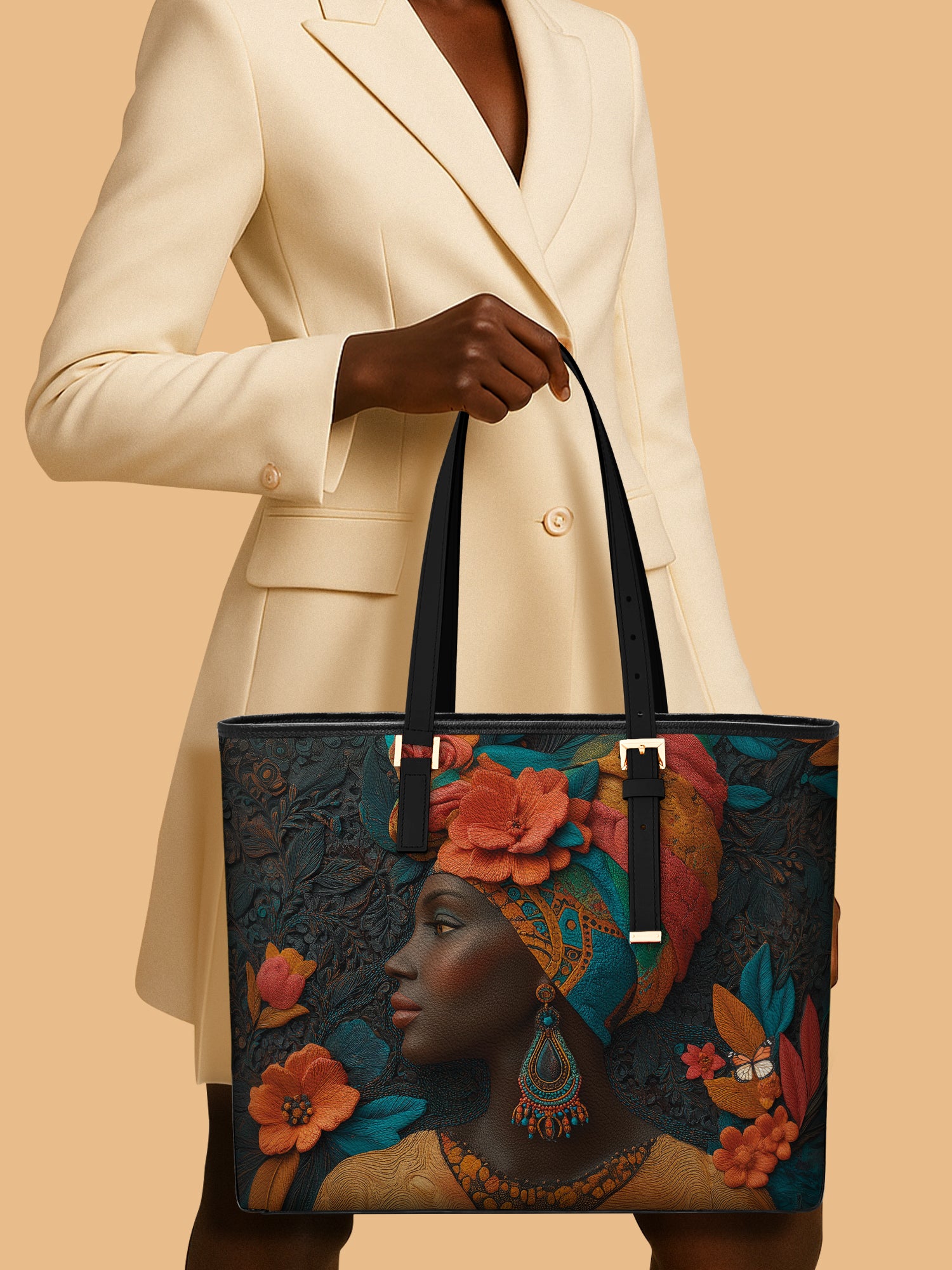 Botanical Queen Sleek Leather Tote QR0HH036