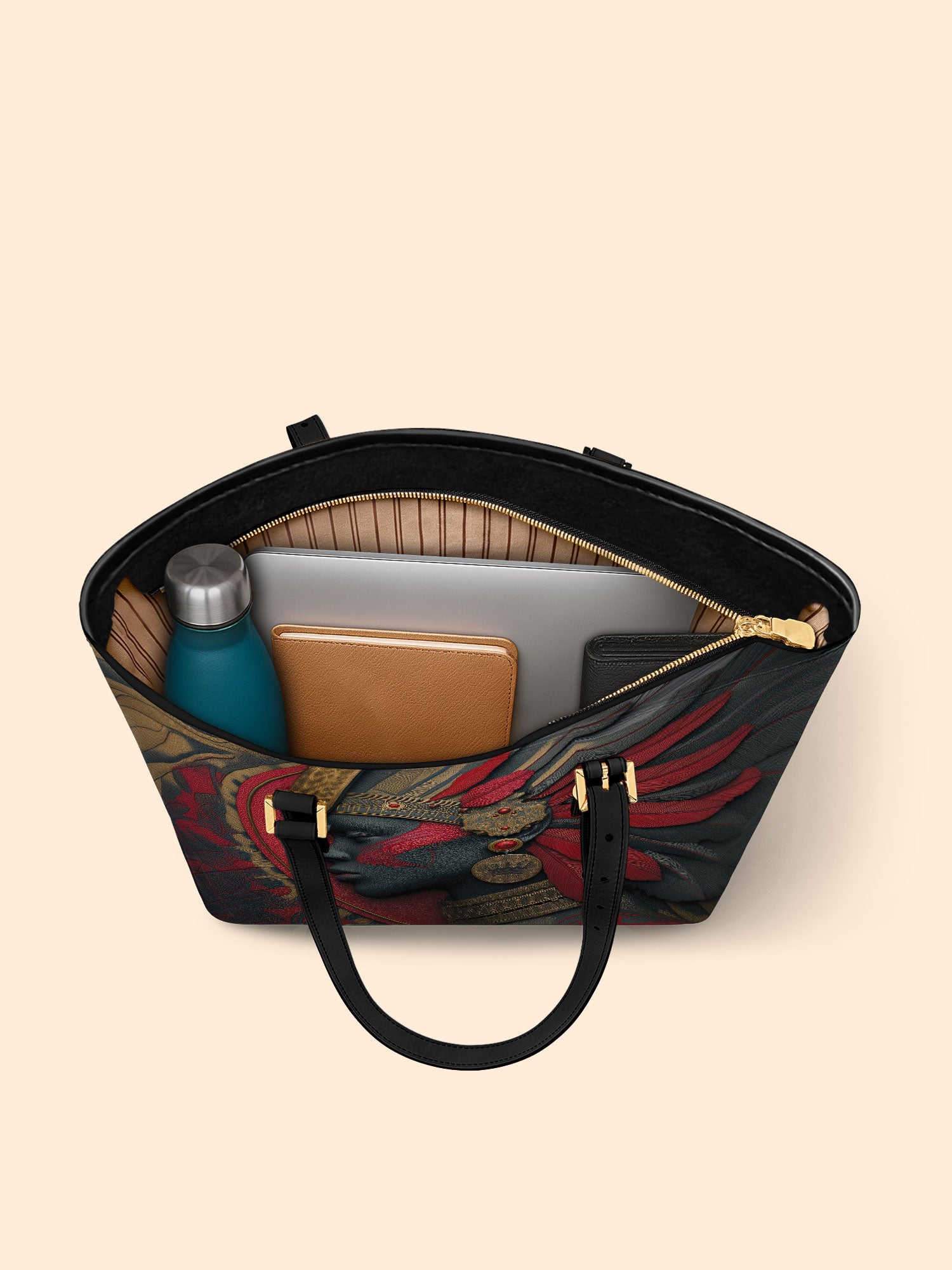 Burning Grace Sleek Leather Tote QR0TD068