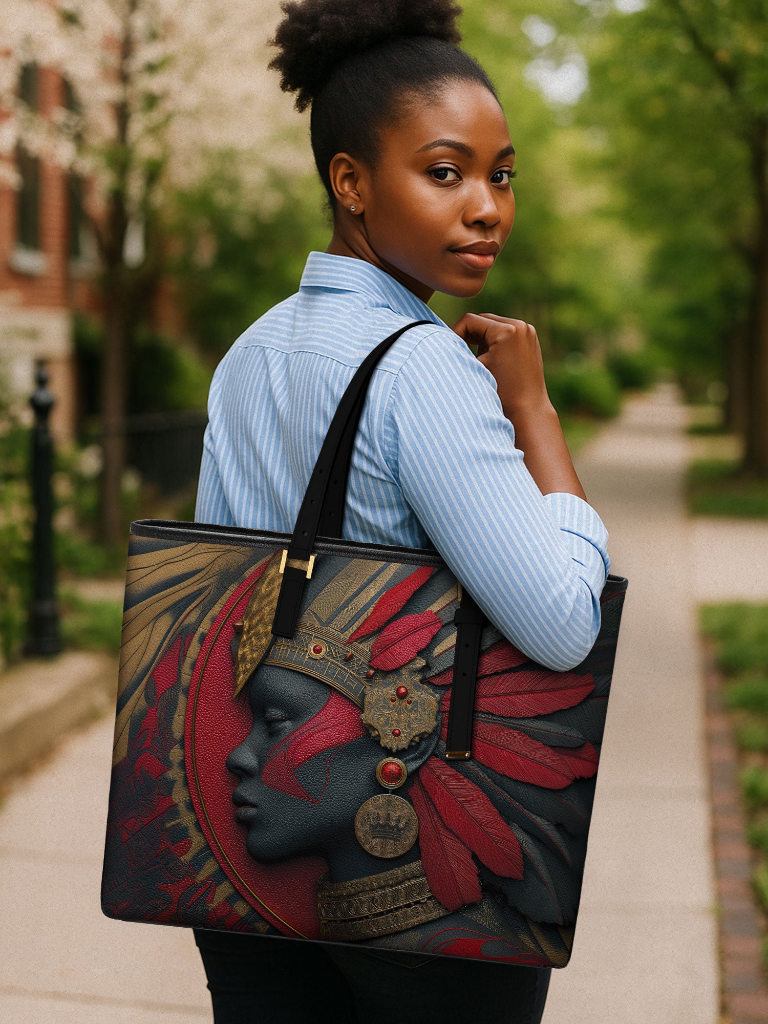 Burning Grace Sleek Leather Tote QR0TD068