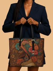 Earthy Florals Sleek Leather Tote QR0HH037