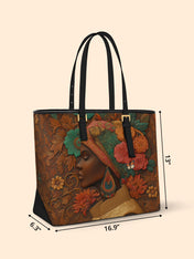 Earthy Florals Sleek Leather Tote QR0HH037