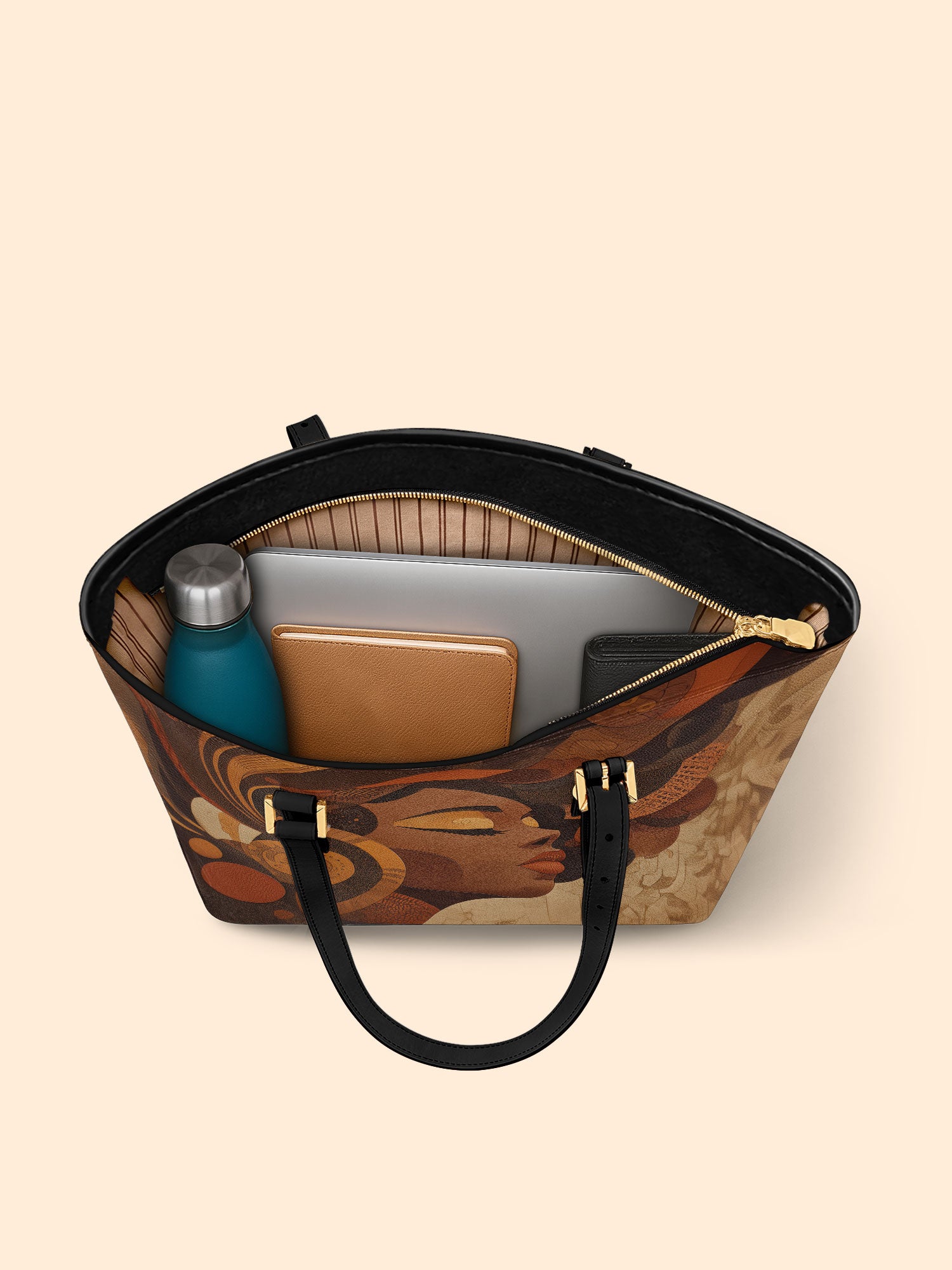 Earthy Goddess Sleek Leather Tote QR0HH042