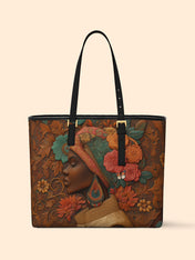 Earthy Florals Sleek Leather Tote QR0HH037