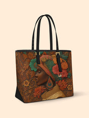Earthy Florals Sleek Leather Tote QR0HH037
