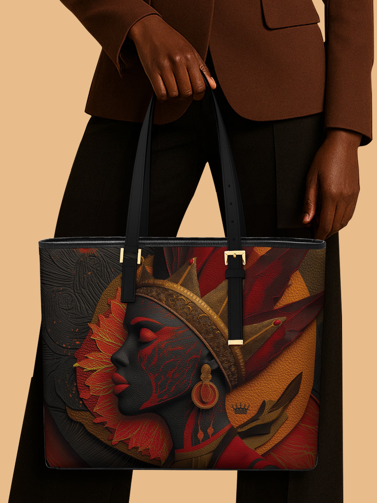 Fierce Crown Sleek Leather Tote QR0TD066