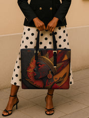 Fierce Crown Sleek Leather Tote QR0TD066