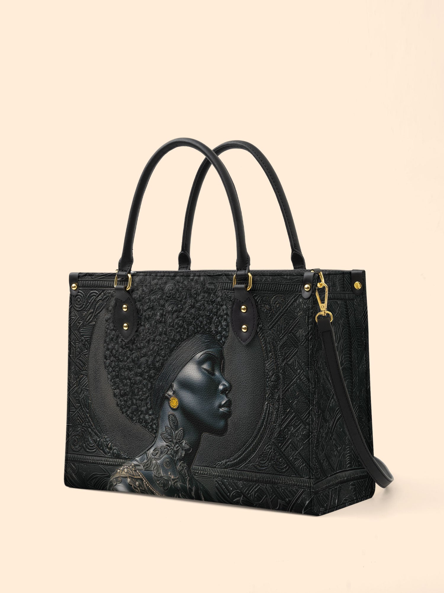 Crowned In Onyx Premium Leather Handbag QR0XD119