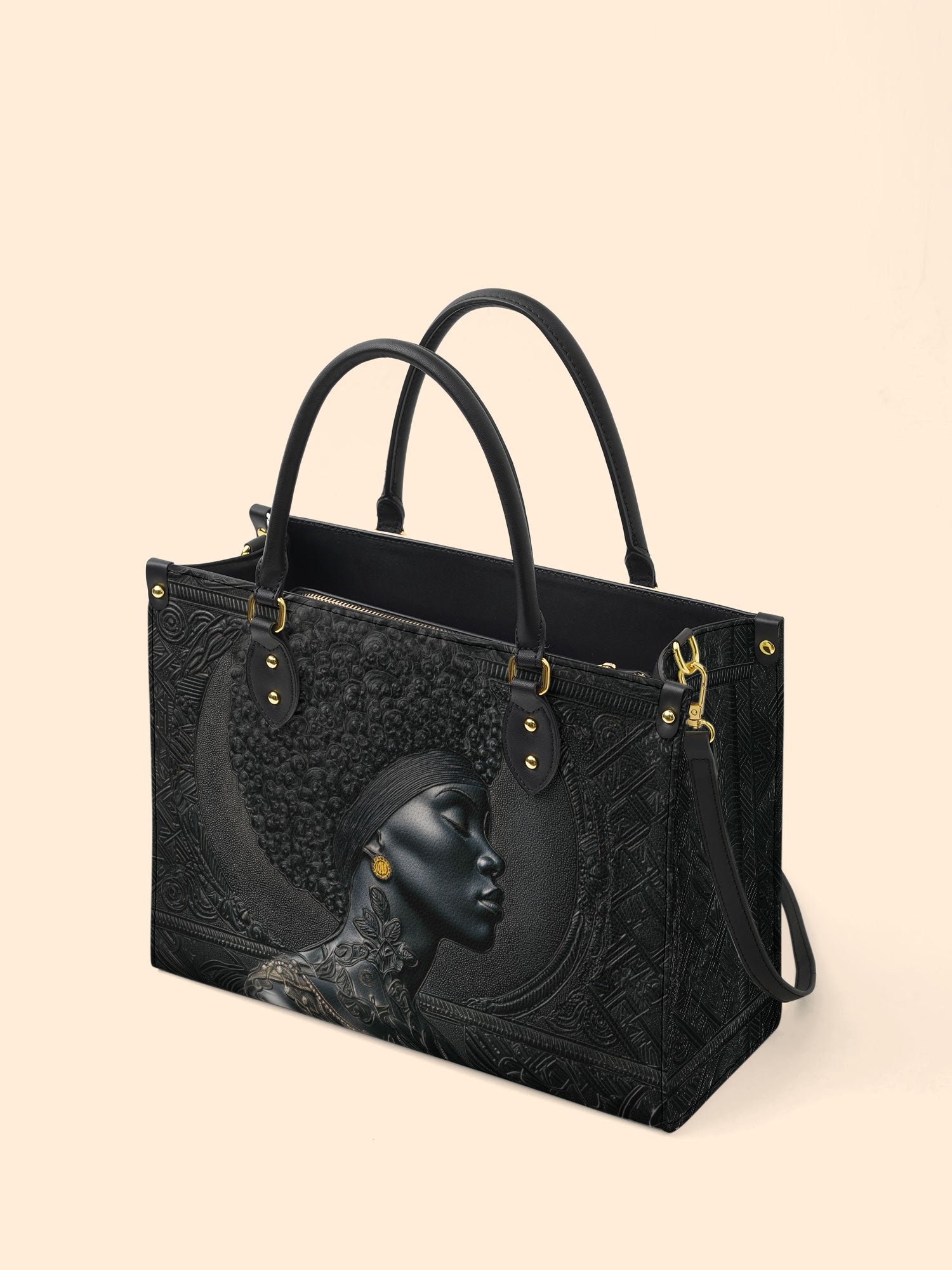 Crowned In Onyx Premium Leather Handbag QR0XD119