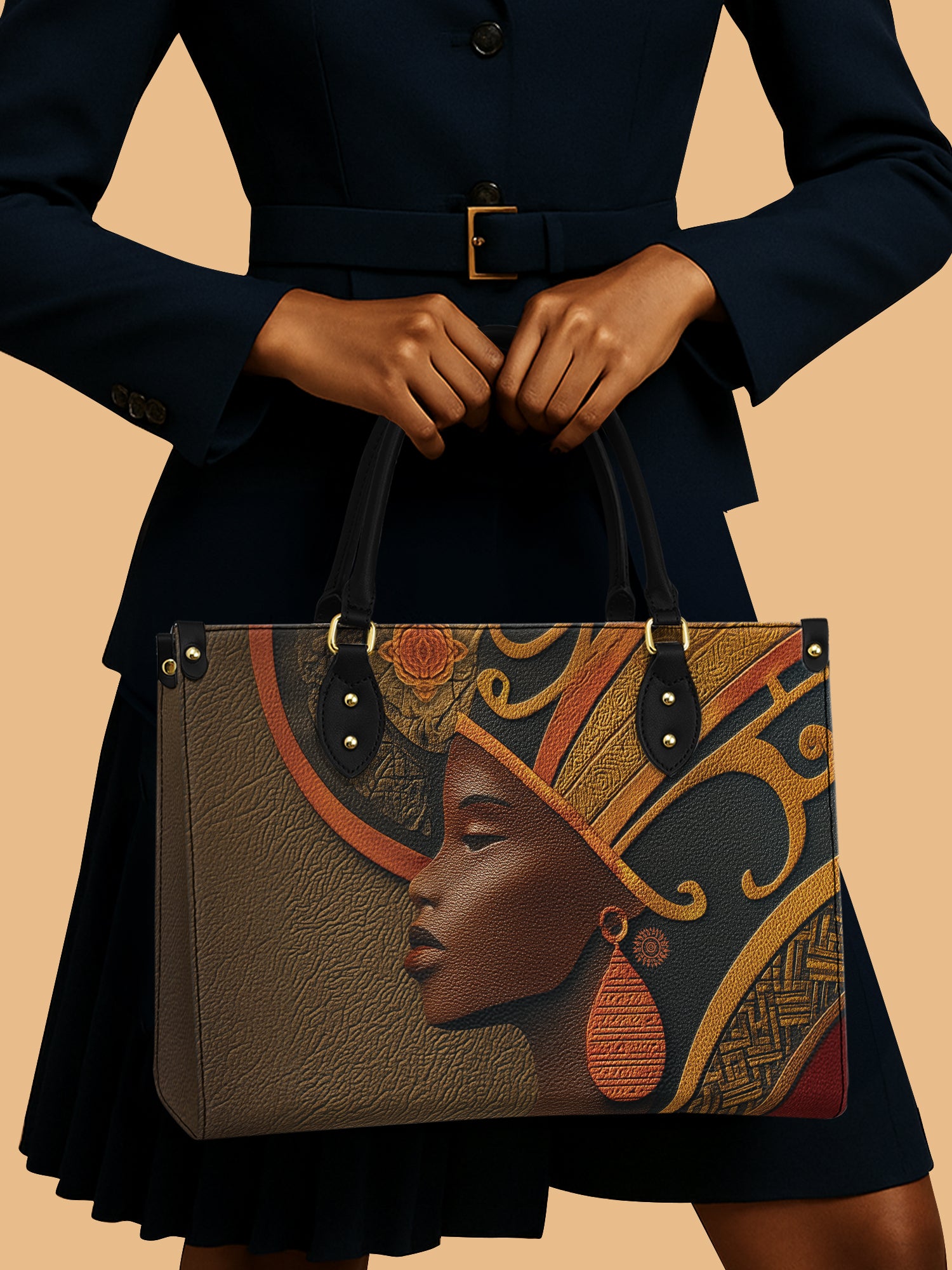 Ebony Reign Premium Leather Handbag QR0XD114