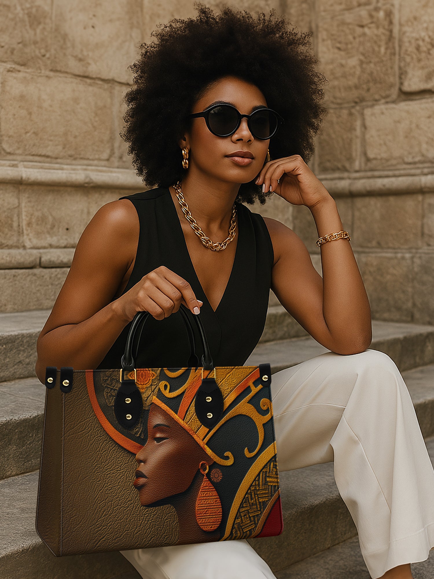 Ebony Reign Premium Leather Handbag QR0XD114