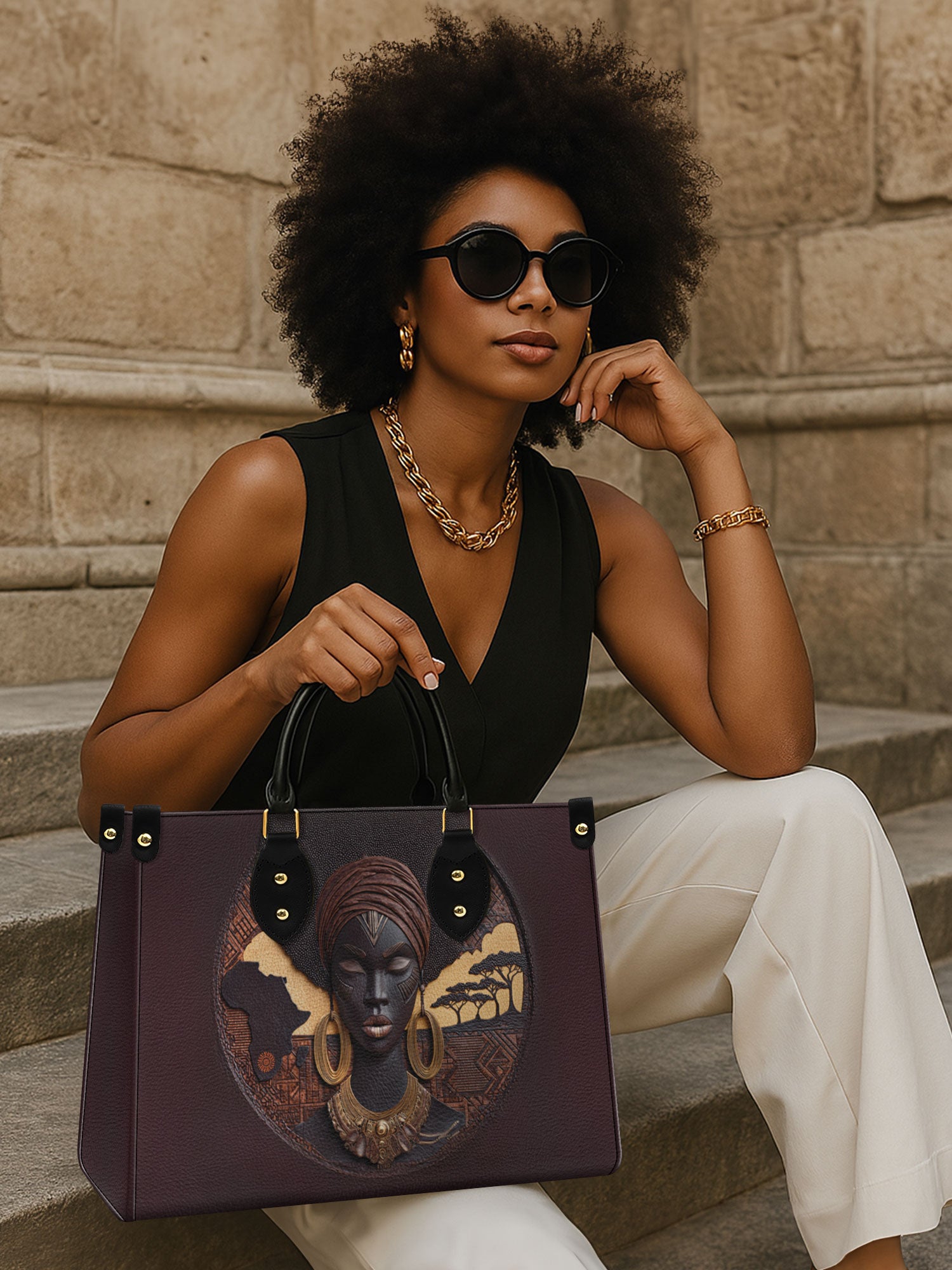 Africa's Soul Premium Leather Handbag QR0TD092