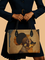 African Tribe Woman Premium Leather Handbag QR0HH023