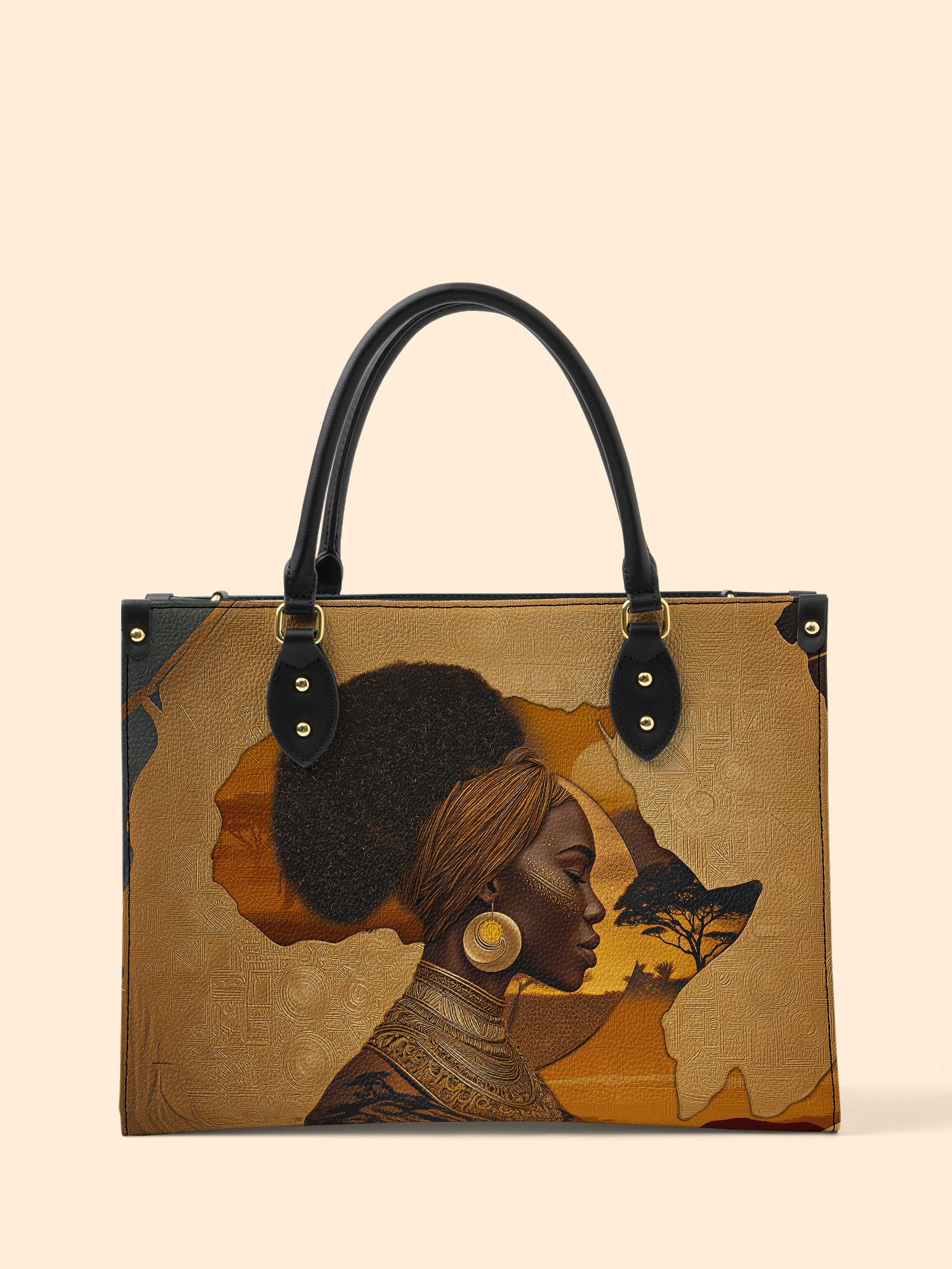 African Tribe Woman Premium Leather Handbag QR0HH023