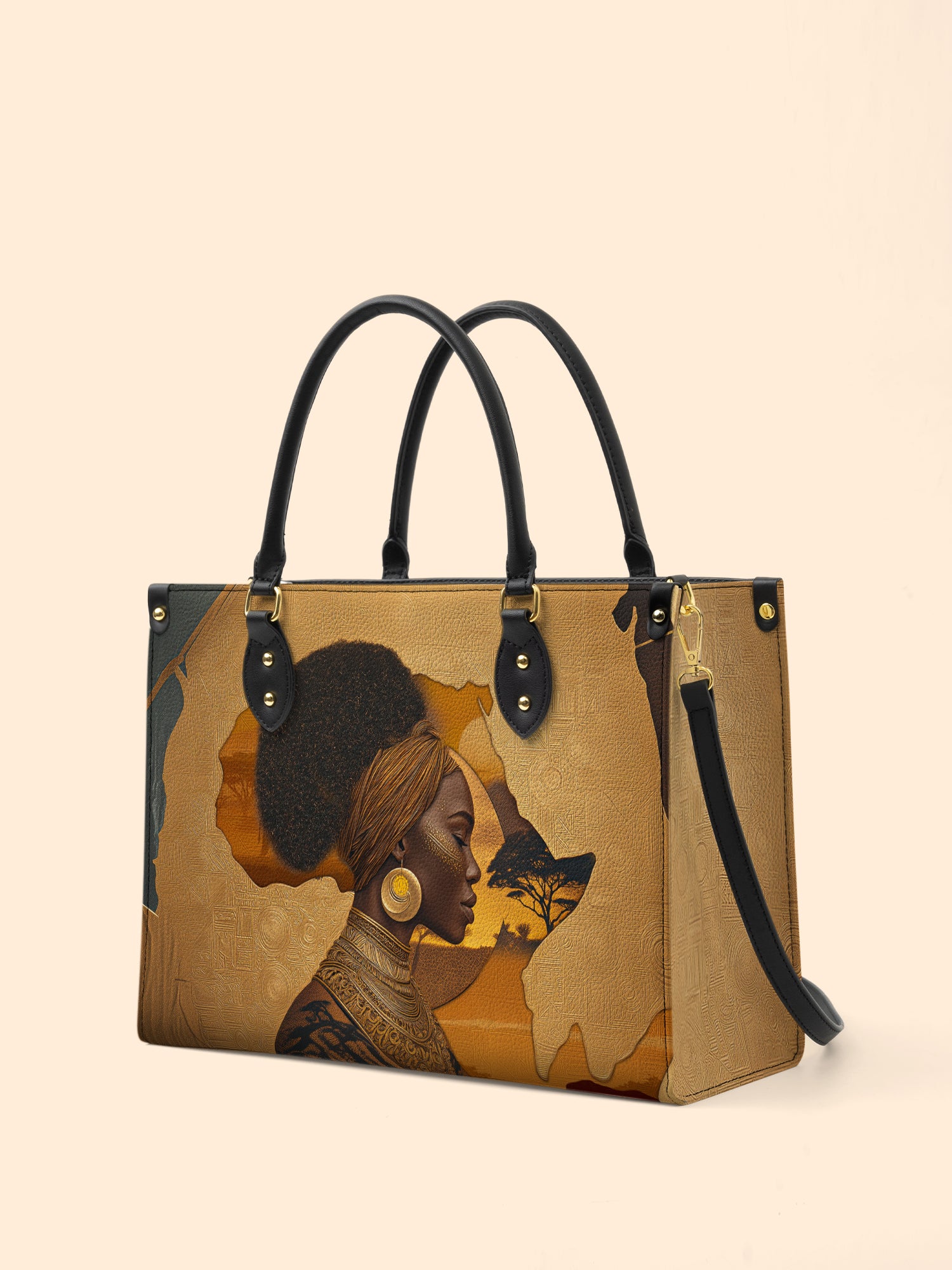 African Tribe Woman Premium Leather Handbag QR0HH023