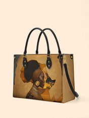 African Tribe Woman Premium Leather Handbag QR0HH023