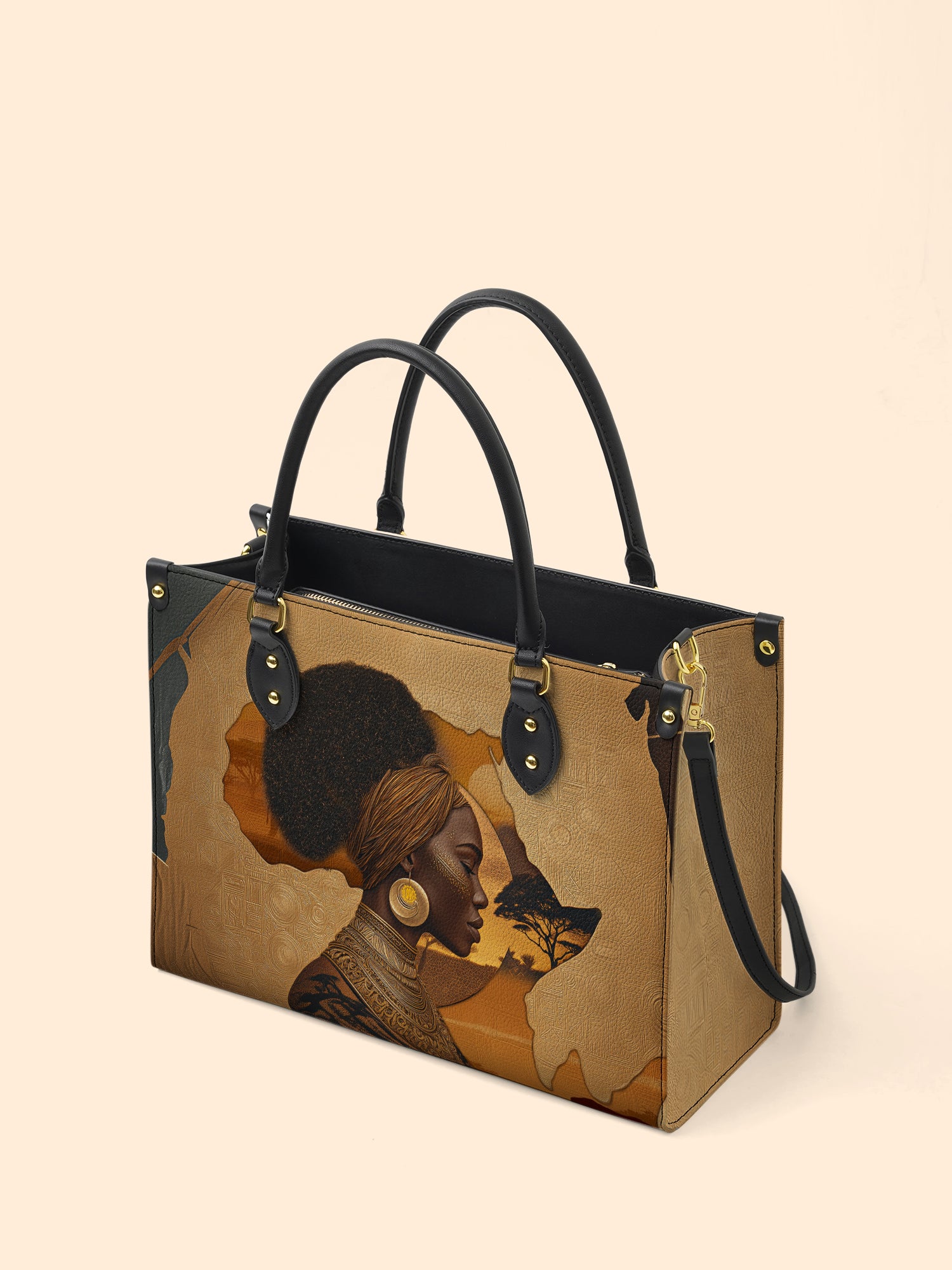 African Tribe Woman Premium Leather Handbag QR0HH023