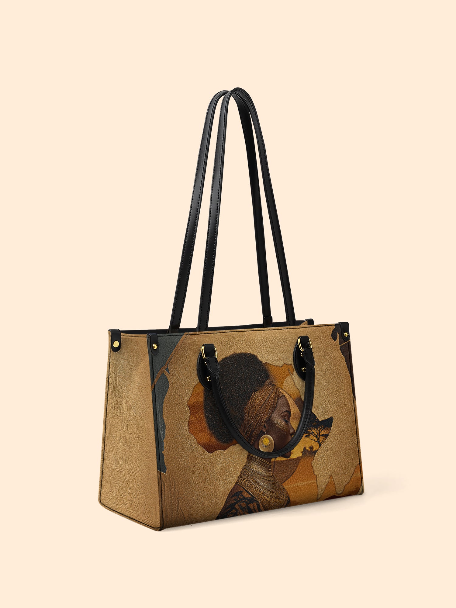 African Tribe Woman Premium Leather Handbag QR0HH023