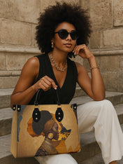 African Tribe Woman Premium Leather Handbag QR0HH023