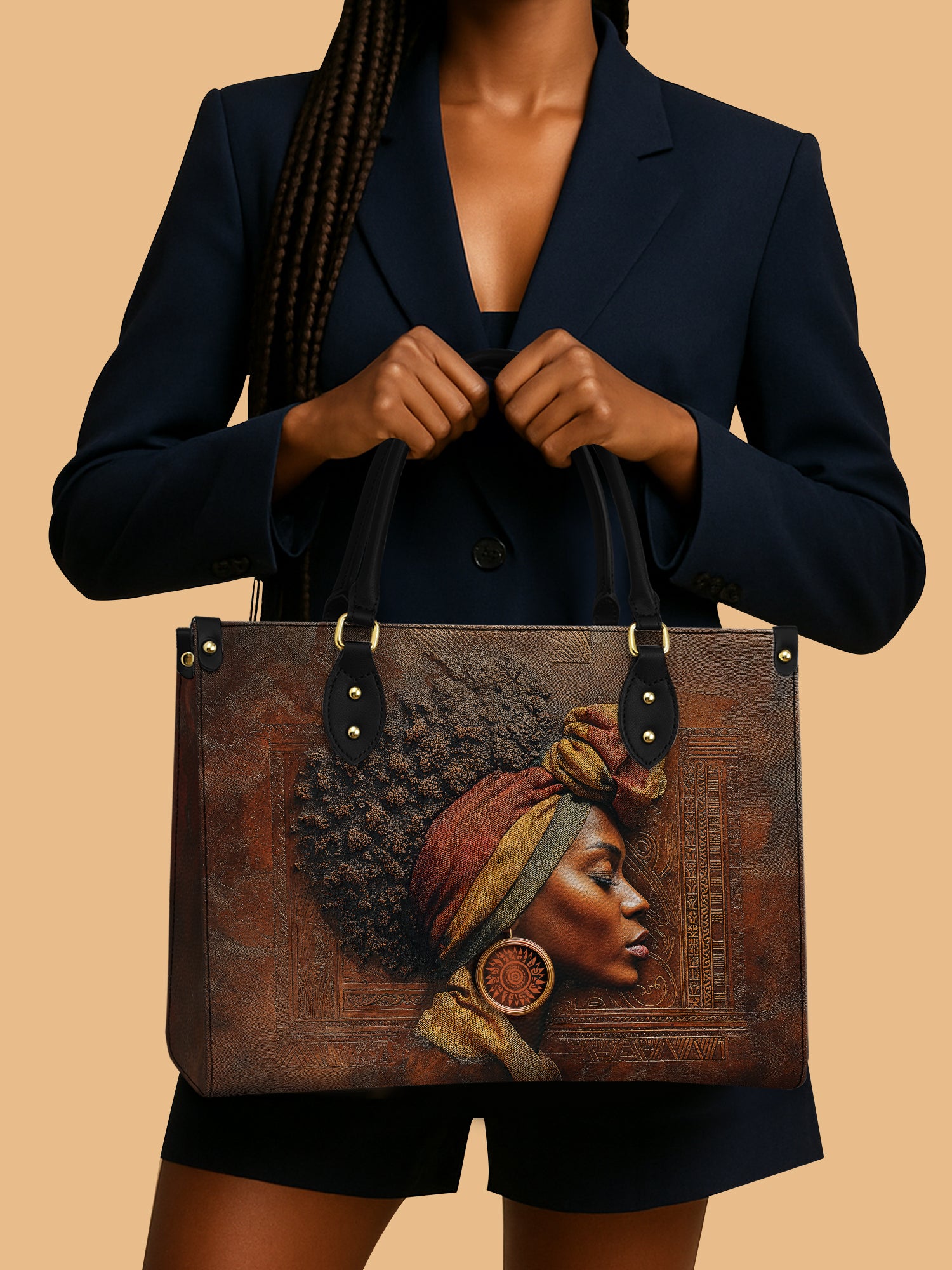 Afro-Elegance Premium Leather Handbag QR0HH022