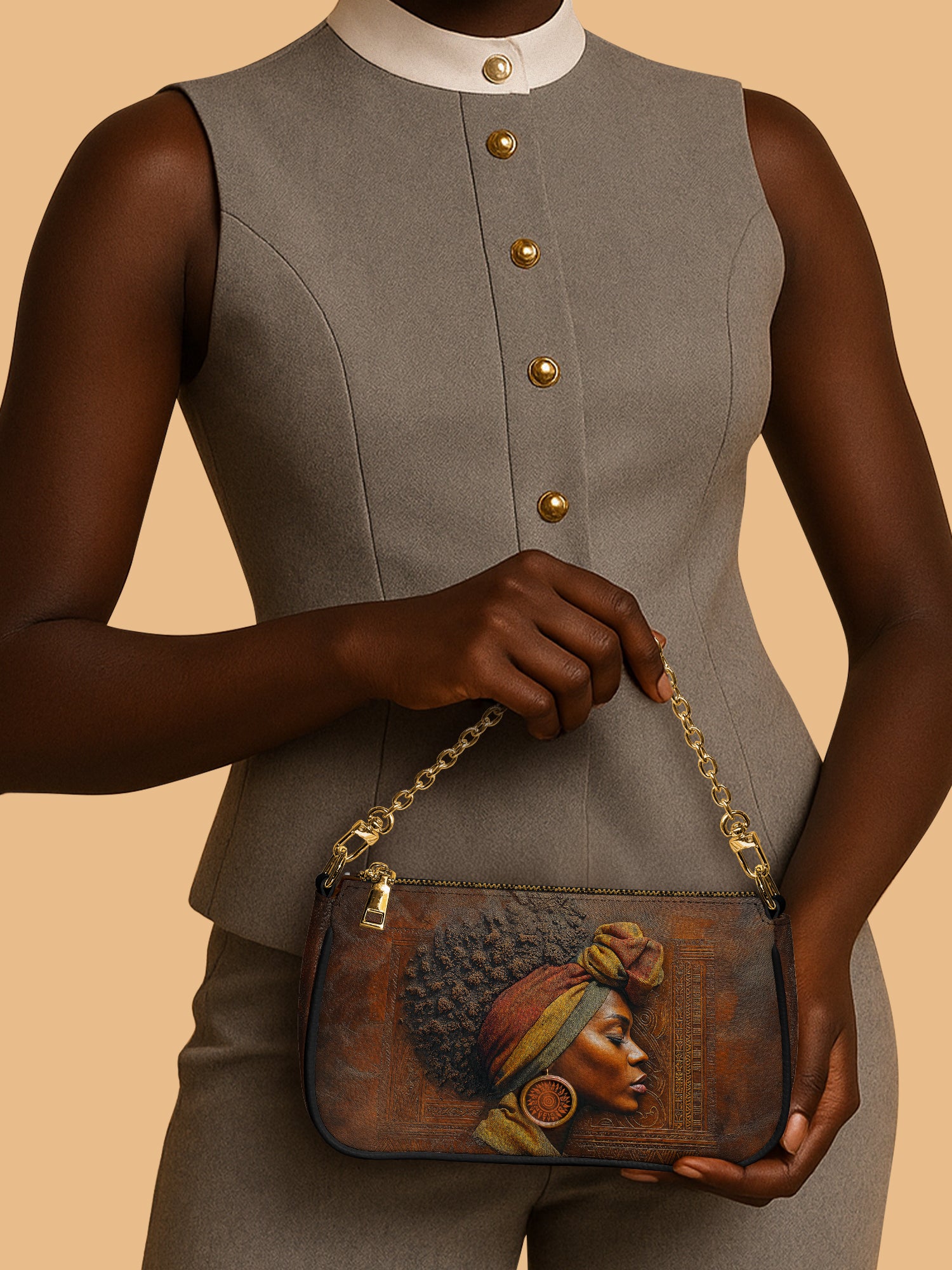 Afro-Elegance Classic Zip Pochette QR0HH027