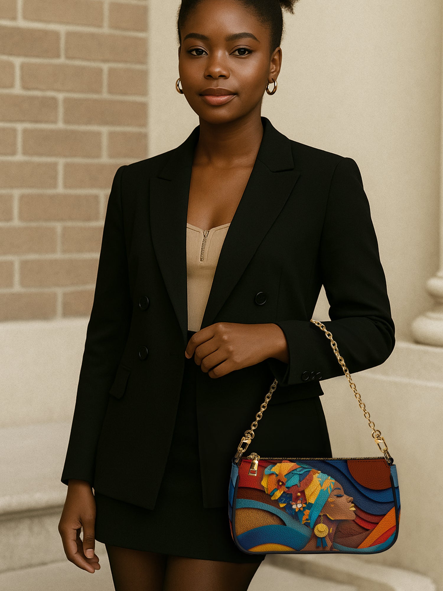 Woman in Headwrap Classic Zip Pochette QR0HH026