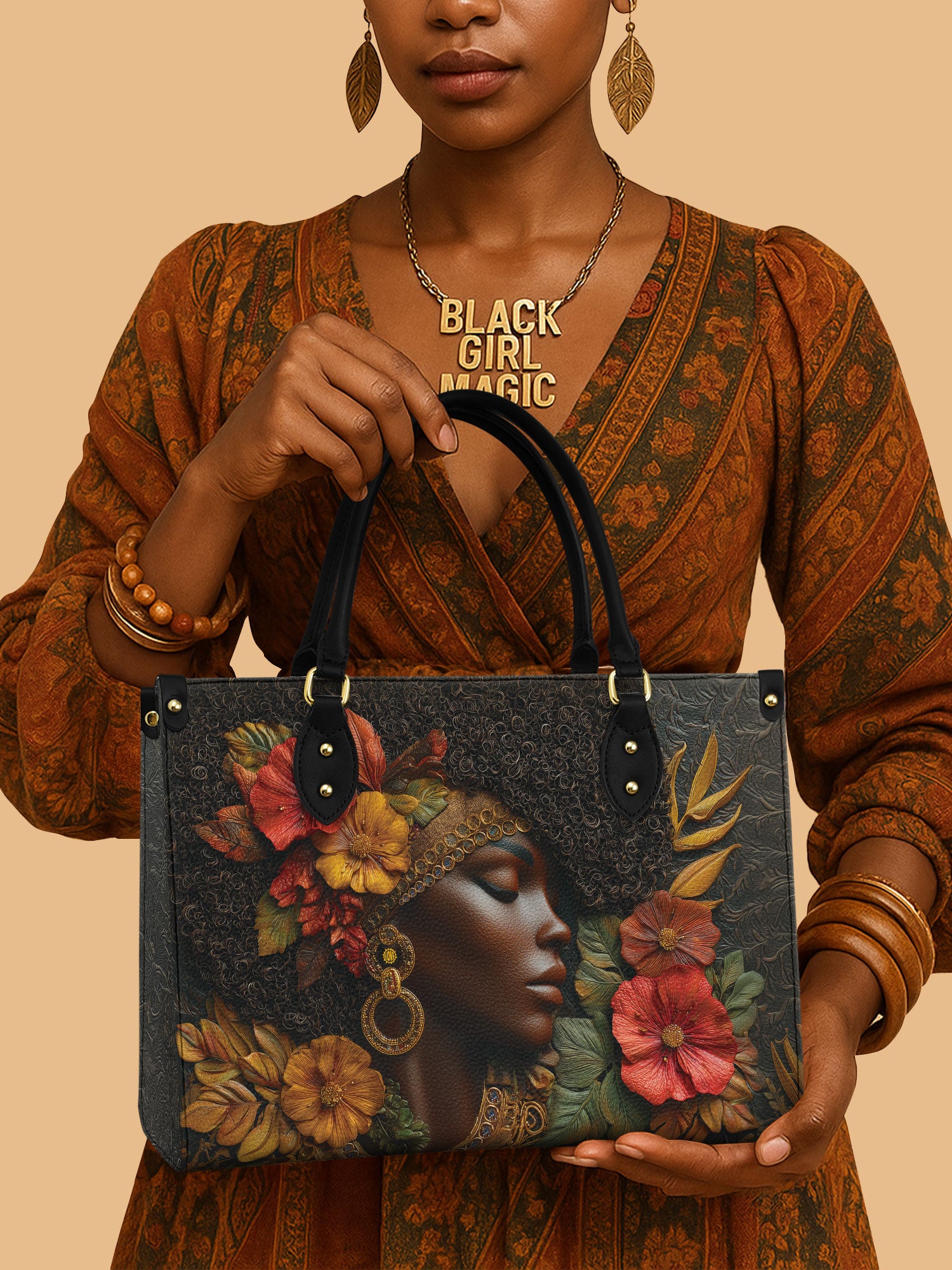 Floral Grace Premium Leather Handbag QR0XD184