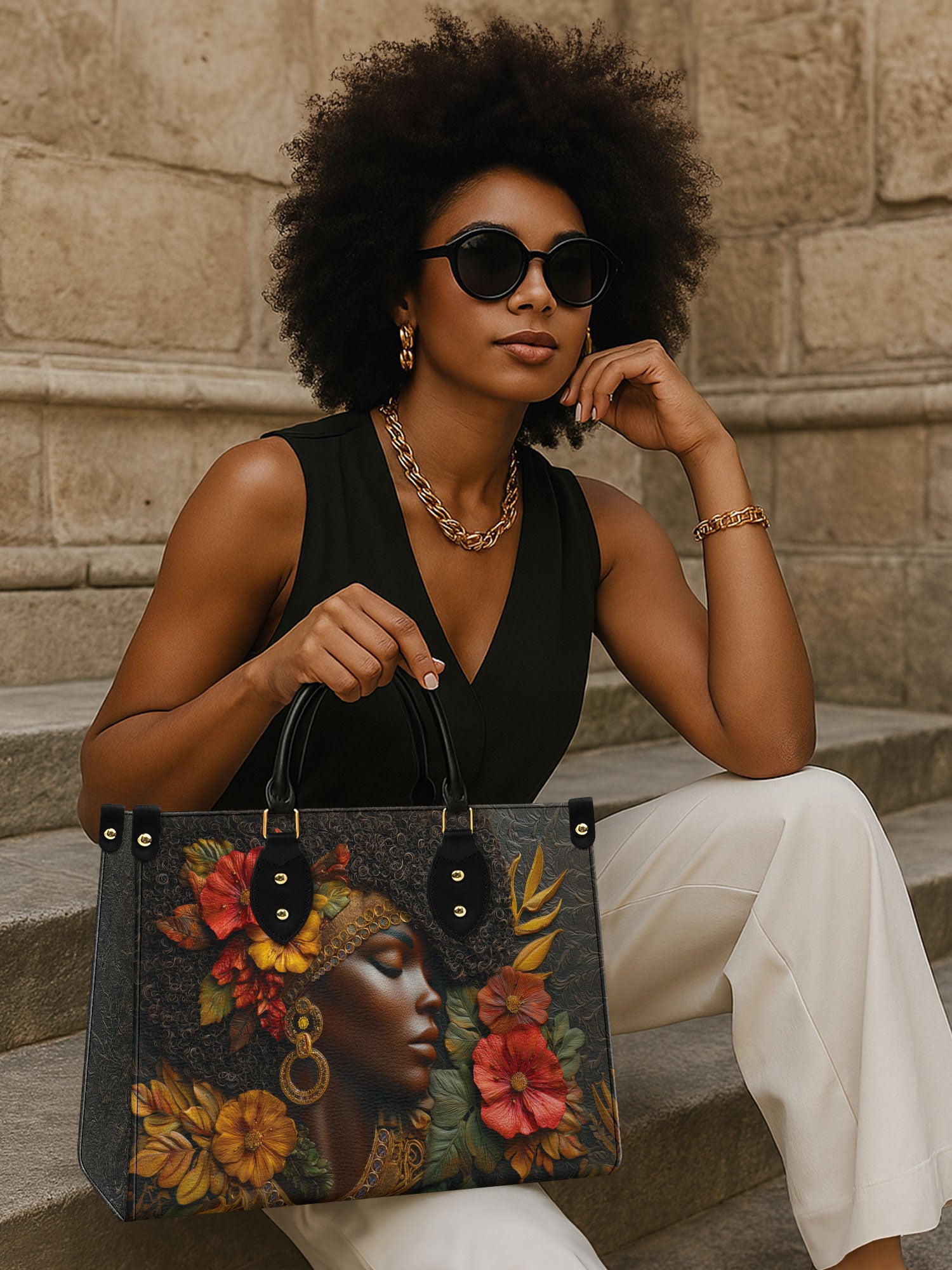 Floral Grace Premium Leather Handbag QR0XD184