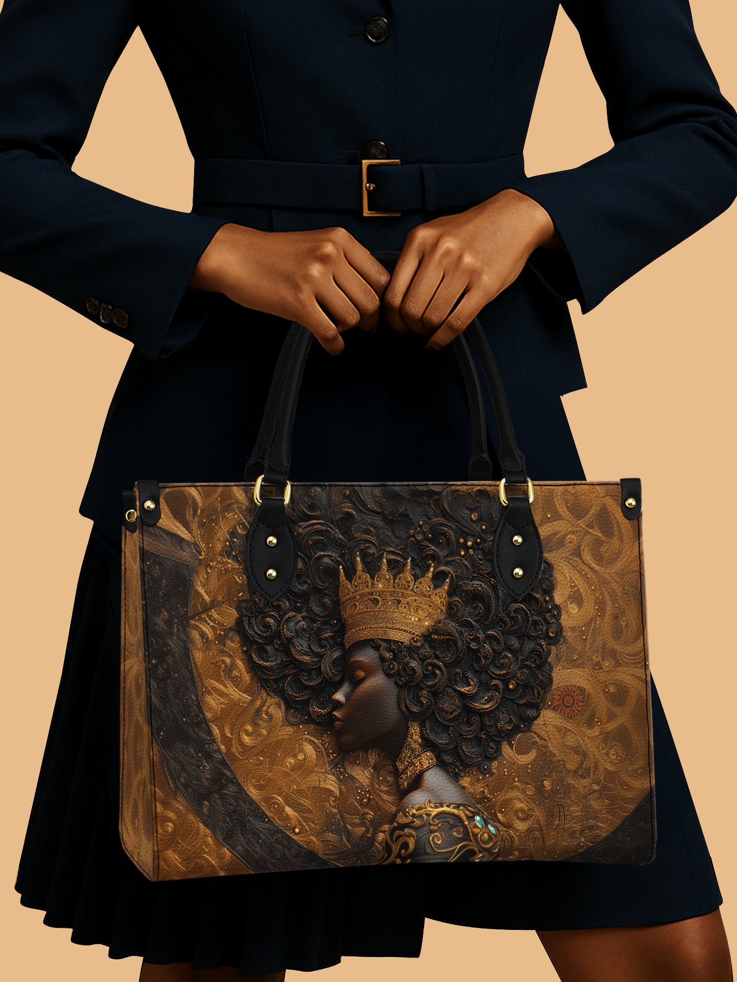 Melanin Spell Premium Leather Handbag QR0XD193